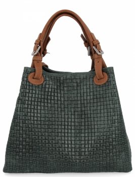 Geantă de Piele Modă Shopper Bag 2269-J Verde Sticlă