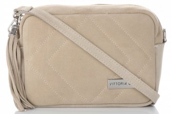 GEANȚĂ DIN PIELE tip poștaș Vittoria Gotti bej V3288C
