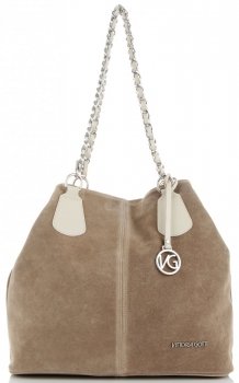 GEANȚĂ DIN PIELE shopper bag Vittoria Gotti bej V3081