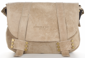 GEANȚĂ DIN PIELE tip poștaș Vittoria Gotti bej V688636