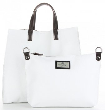 GEANȚĂ DIN PIELE universală Genuine Leather alb 691756