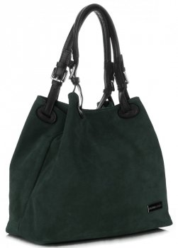 GEANȚĂ DIN PIELE shopper bag Vittoria Gotti verde de sticlă V90047CH