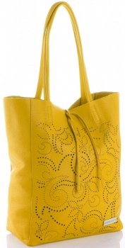 GEANȚĂ DIN PIELE shopper bag Vittoria Gotti galben V299F
