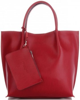 GEANȚĂ DIN PIELE shopper bag Vittoria Gotti roșu V355