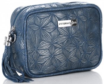 GEANȚĂ DIN PIELE tip poștaș Vittoria Gotti denim V3288F