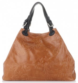 GEANȚĂ DIN PIELE shopper bag Genuine Leather roșcat 898G
