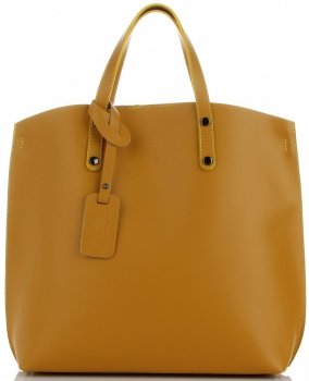GEANȚĂ DIN PIELE shopper bag Genuine Leather muştar 6047
