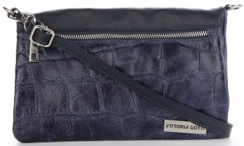 GEANȚĂ DIN PIELE tip poștaș Vittoria Gotti bleumarin V190232