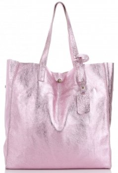 GEANȚĂ DIN PIELE shopper bag Vera Pelle roz 205454