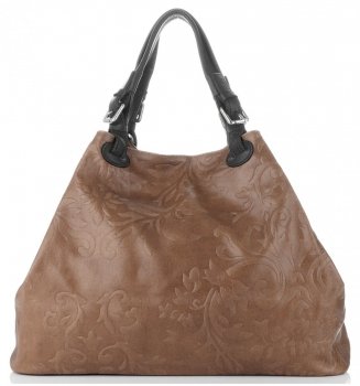 GEANȚĂ DIN PIELE shopper bag Genuine Leather maro pământiu 898G