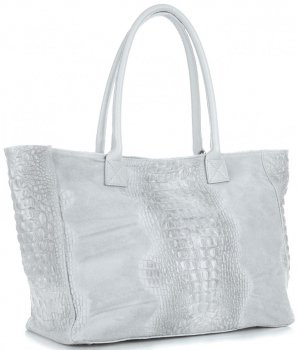GEANȚĂ DIN PIELE cufăr Genuine Leather gri deschis 80042