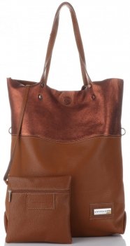 GEANȚĂ DIN PIELE shopper bag Vittoria Gotti roșcat V6538