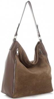 GEANȚĂ DIN PIELE shopper bag Vittoria Gotti maro pământiu V3368