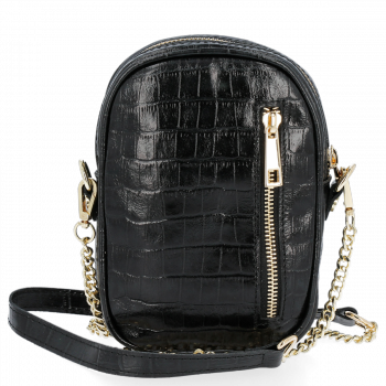 GEANȚĂ DIN PIELE tip poștaș Vittoria Gotti negru V6208