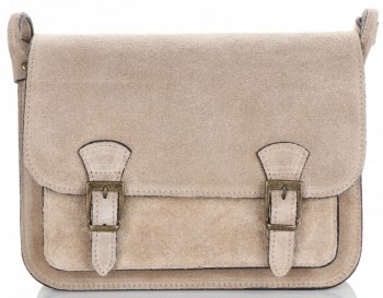 GEANȚĂ DIN PIELE tip poștaș Genuine Leather bej închis 1643