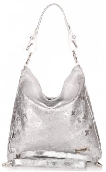 GEANȚĂ DIN PIELE shopper bag Vittoria Gotti argint V23