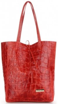 GEANȚĂ DIN PIELE shopper bag Vittoria Gotti roșu V299COCO