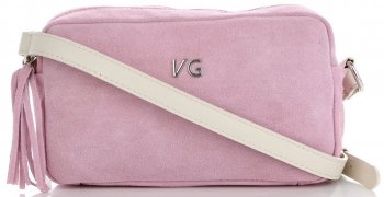 GEANȚĂ DIN PIELE tip poștaș Vittoria Gotti roz de pudră V3079