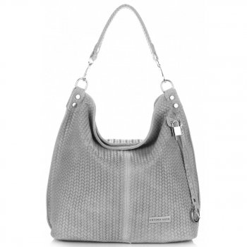 GEANȚĂ DIN PIELE shopper bag Vittoria Gotti gri deschis V80051