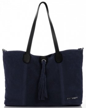 GEANȚĂ DIN PIELE shopper bag Vittoria Gotti bleumarin V3076
