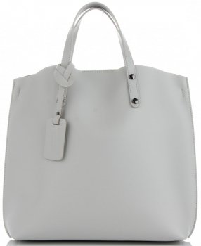 GEANȚĂ DIN PIELE shopper bag Genuine Leather gri deschis 6047