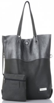 GEANȚĂ DIN PIELE shopper bag Vittoria Gotti gri V6538