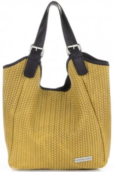 GEANȚĂ DIN PIELE shopper bag Vittoria Gotti galben V80050