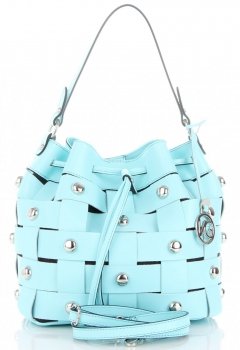 GEANȚĂ DIN PIELE shopper bag Vittoria Gotti turcoaz V5867