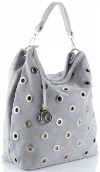 GEANȚĂ DIN PIELE shopper bag Vittoria Gotti gri deschis V3077Z