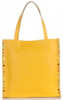 GEANȚĂ DIN PIELE shopper bag Genuine Leather galben 5013