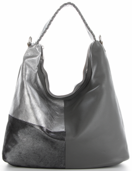 GEANȚĂ DIN PIELE shopper bag Genuine Leather gri 5521