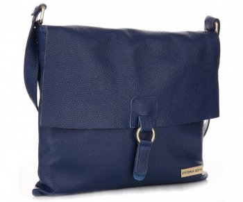 GEANȚĂ DIN PIELE tip poștaș Vittoria Gotti bleumarin V05721