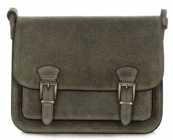 GEANȚĂ DIN PIELE tip poștaș Genuine Leather verde de sticlă 1643