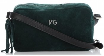 GEANȚĂ DIN PIELE tip poștaș Vittoria Gotti verde de sticlă V3079