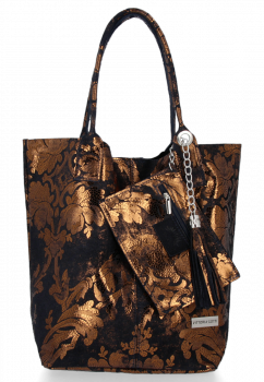 GEANȚĂ DIN PIELE shopper bag Vittoria Gotti bleumarin V2472
