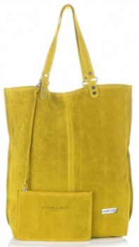 GEANȚĂ DIN PIELE shopper bag Vittoria Gotti galben V22