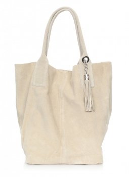 GEANȚĂ DIN PIELE shopper bag Genuine Leather bej 801
