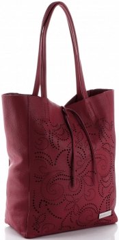 GEANȚĂ DIN PIELE shopper bag Vittoria Gotti vișiniu V299F