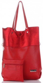 GEANȚĂ DIN PIELE shopper bag Vittoria Gotti roșu V6538