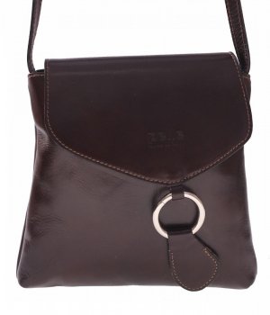 GEANȚĂ DIN PIELE tip poștaș Genuine Leather ciocolatiu 6021