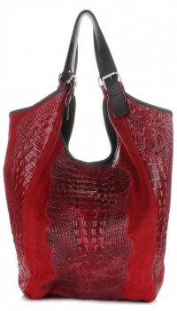 GEANȚĂ DIN PIELE shopper bag Vera Pelle vișiniu 9551