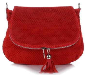 GEANȚĂ DIN PIELE tip poștaș Genuine Leather roșu A20E
