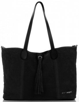 GEANȚĂ DIN PIELE shopper bag Vittoria Gotti negru V3076