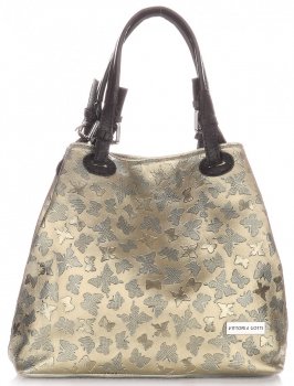 GEANȚĂ DIN PIELE shopper bag Vittoria Gotti auriu V2053