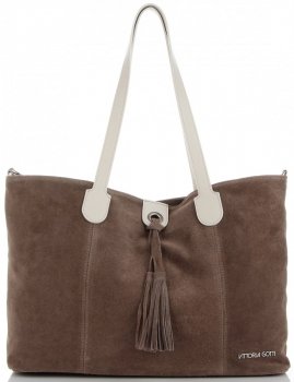 GEANȚĂ DIN PIELE shopper bag Vittoria Gotti maro pământiu V3076