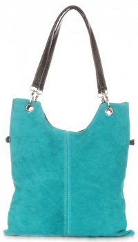 GEANȚĂ DIN PIELE tip poștaș Genuine Leather turcoaz 517