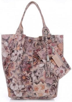 GEANȚĂ DIN PIELE shopper bag Vittoria Gotti bej 8298