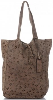 GEANȚĂ DIN PIELE shopper bag Vittoria Gotti kaki VL299
