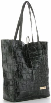 GEANȚĂ DIN PIELE shopper bag Vittoria Gotti verde de sticlă V299COCO