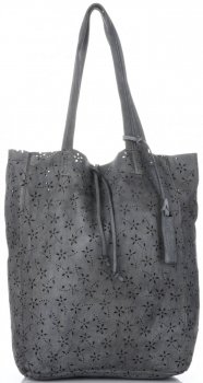 GEANȚĂ DIN PIELE shopper bag Vittoria Gotti gri VL299